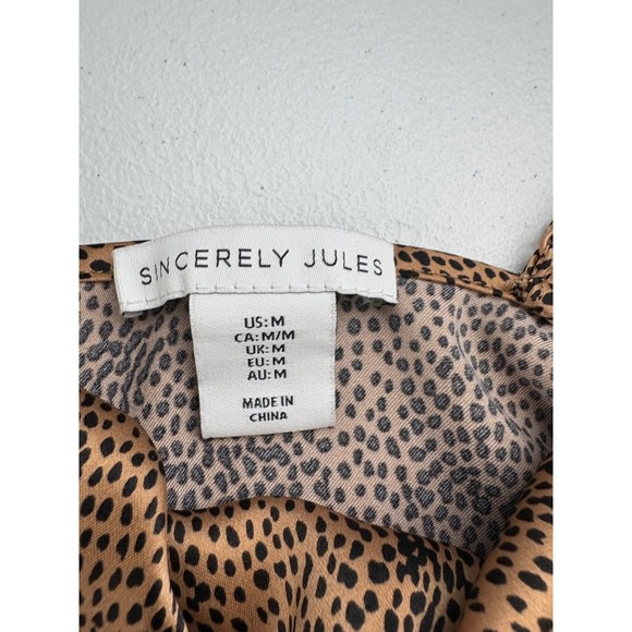 Sincerely Jules Womens Bodysuit Medium M Leopard Print Spaghetti Strap - Picture 2 of 4